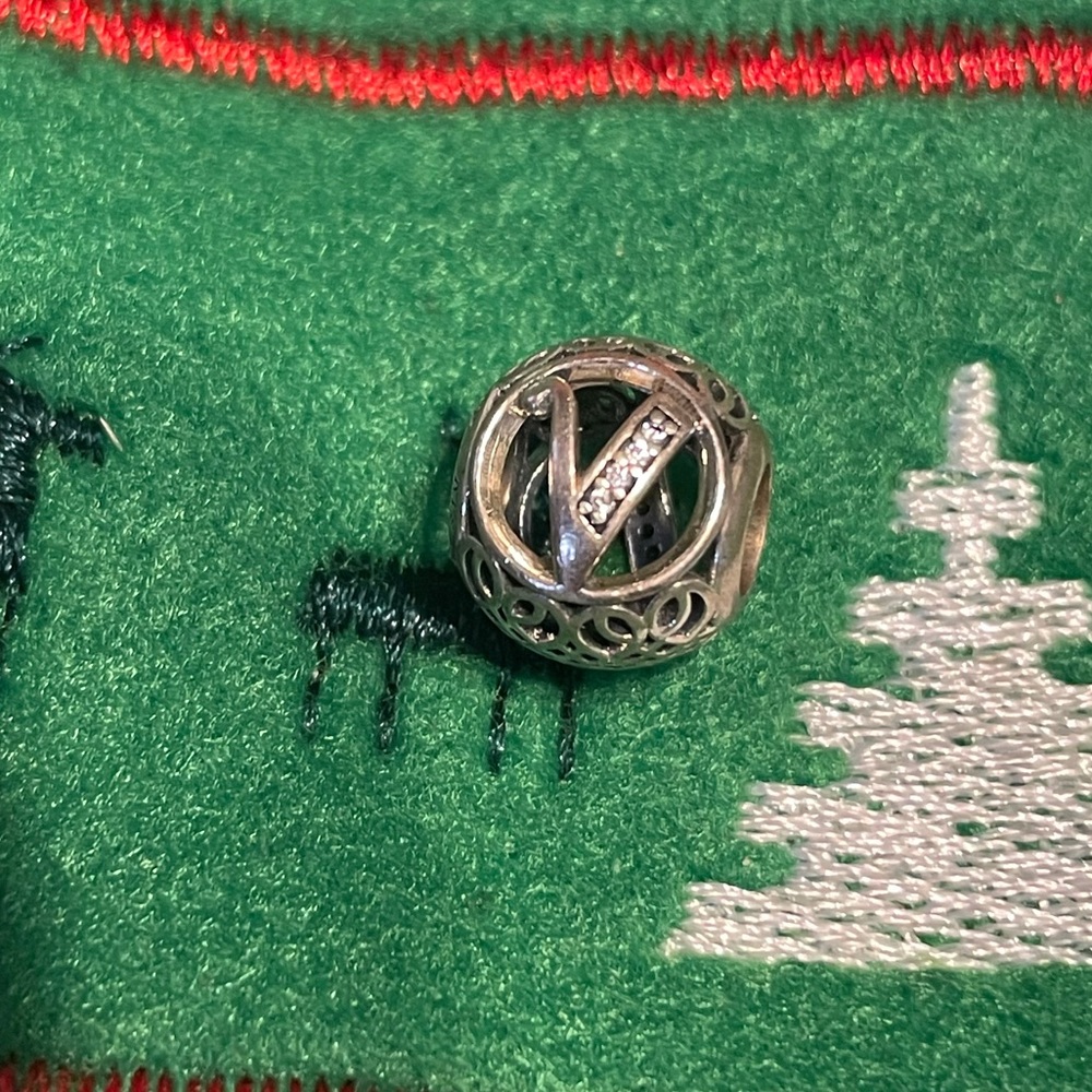 V. Letter Pandora charm